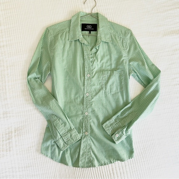 | tart collection • mint gingham print button down collared shirt • small | - Picture 3 of 12